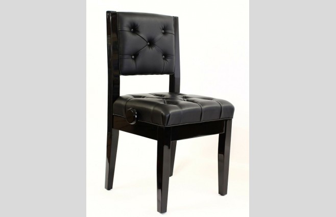 Steinhoven MFS602PE "Bolero" Polished Ebony Adjustable Piano Chair with Backrest - Image 1